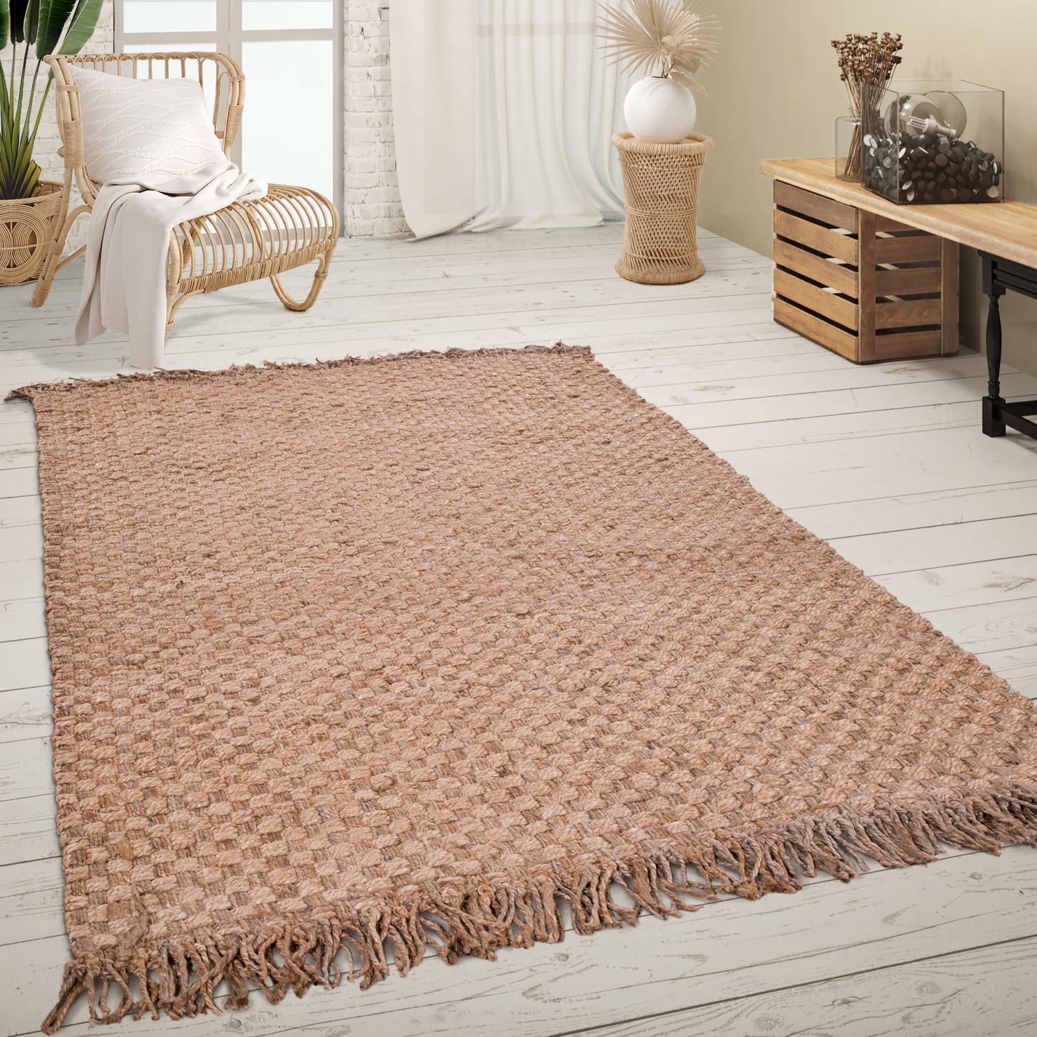 Skive 688 – vintage, 100% jute, weicher Teppich