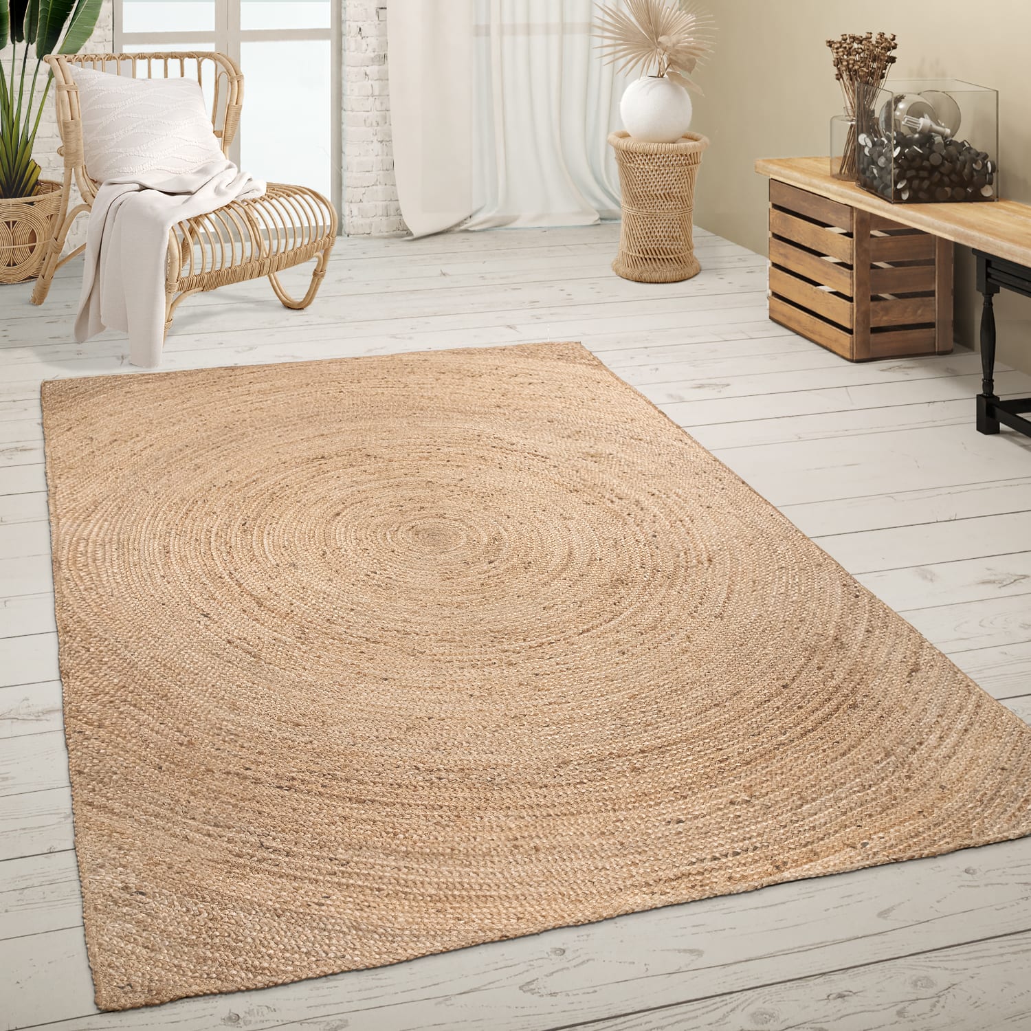 Skive 687 – modern, 100% jute, weicher Teppich