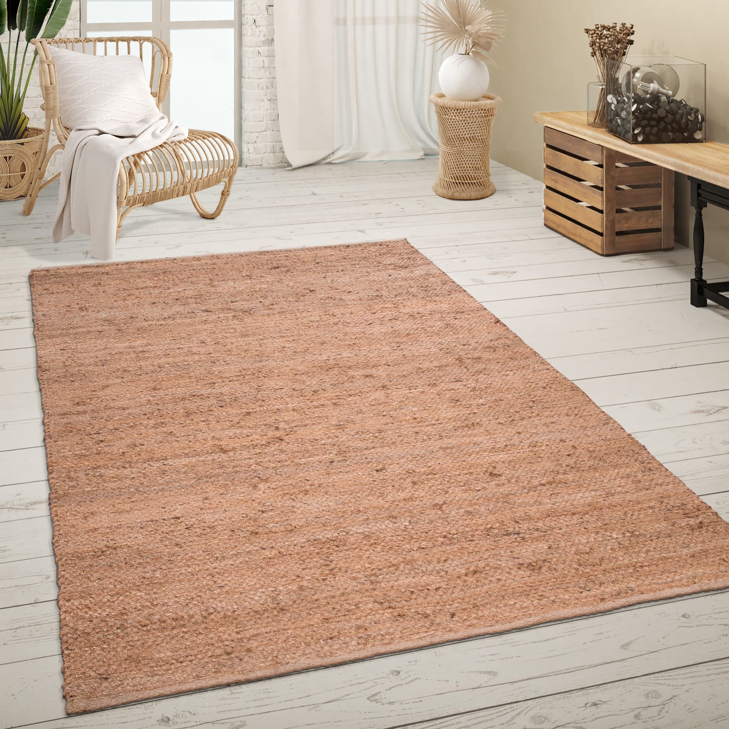 Skive 689 – modern, 100% jute, weicher Teppich